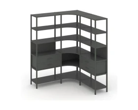 Трехсекционный угловой стеллаж пятиярусный с ящиками 1590х1590х1980 Шелф Систем / Shelf System images