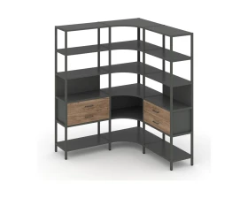 Трехсекционный угловой стеллаж пятиярусный с ящиками 1590х1590х1980 Шелф Систем / Shelf System images