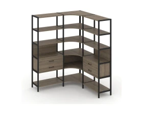 Трехсекционный угловой стеллаж пятиярусный с ящиками 1590х1590х1980 Шелф Систем / Shelf System images