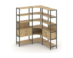 Трехсекционный угловой стеллаж пятиярусный с ящиками 1590х1590х1980 Шелф Систем / Shelf System images