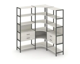 Трехсекционный угловой стеллаж пятиярусный с ящиками 1590х1590х1980 Шелф Систем / Shelf System images