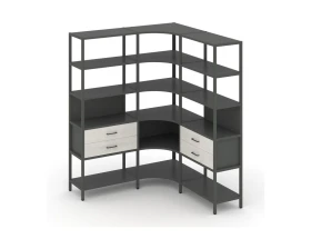Трехсекционный угловой стеллаж пятиярусный с ящиками 1590х1590х1980 Шелф Систем / Shelf System images