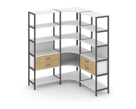 Трехсекционный угловой стеллаж пятиярусный с ящиками 1590х1590х1980 Шелф Систем / Shelf System images