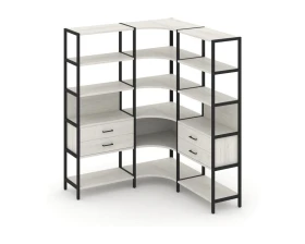 Трехсекционный угловой стеллаж пятиярусный с ящиками 1590х1590х1980 Шелф Систем / Shelf System images