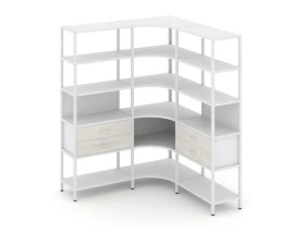 Трехсекционный угловой стеллаж пятиярусный с ящиками 1590х1590х1980 Шелф Систем / Shelf System images