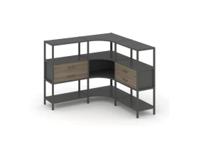 Трехсекционный угловой стеллаж трехярусный с ящиками 1590х1590х1246 Шелф Систем / Shelf System images