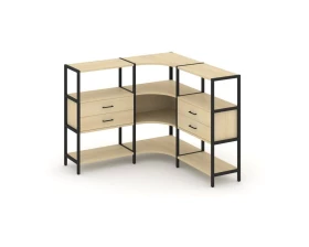 Трехсекционный угловой стеллаж трехярусный с ящиками 1590х1590х1246 Шелф Систем / Shelf System images