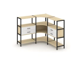 Трехсекционный угловой стеллаж трехярусный с ящиками 1590х1590х1246 Шелф Систем / Shelf System images