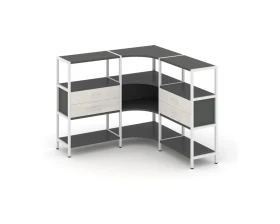 Трехсекционный угловой стеллаж трехярусный с ящиками 1590х1590х1246 Шелф Систем / Shelf System images