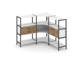Трехсекционный угловой стеллаж трехярусный с ящиками 1590х1590х1246 Шелф Систем / Shelf System images