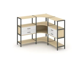 Трехсекционный угловой стеллаж трехярусный с ящиками 1590х1590х1246 Шелф Систем / Shelf System images