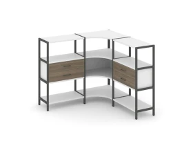 Трехсекционный угловой стеллаж трехярусный с ящиками 1590х1590х1246 Шелф Систем / Shelf System images
