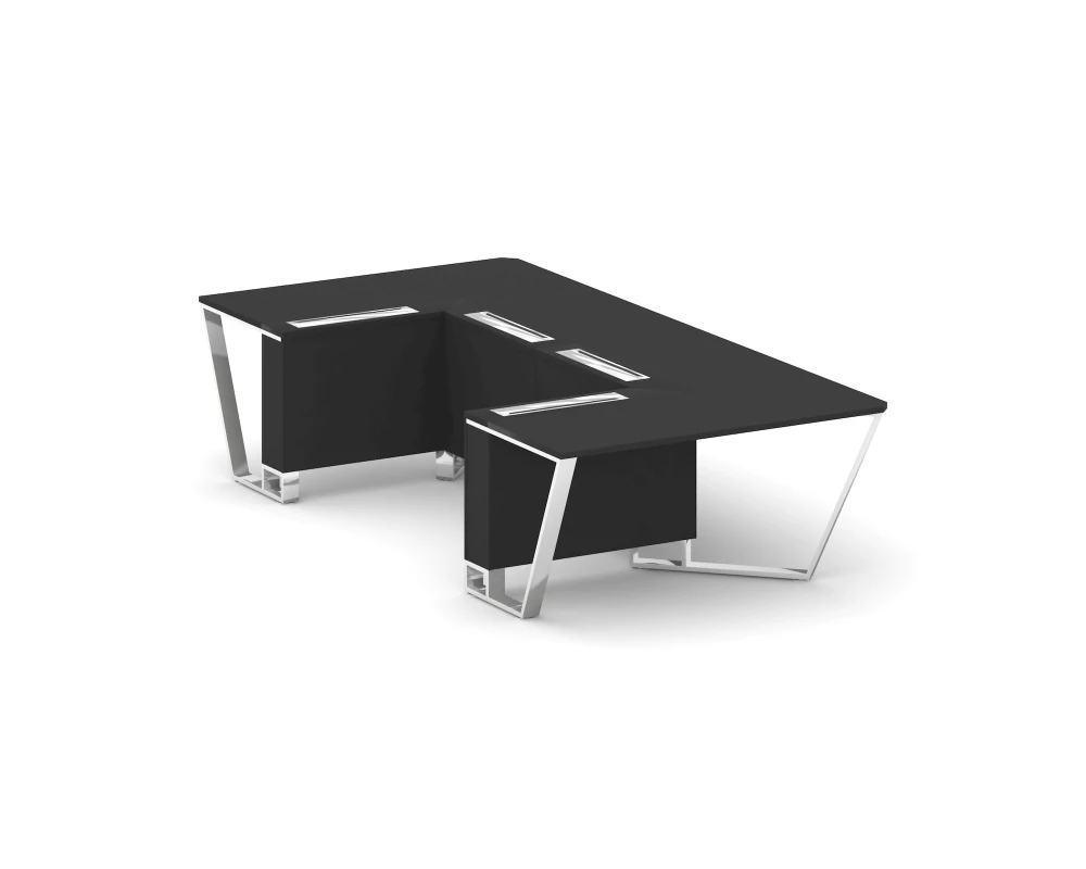 Стол переговорный П-образный Пластик Феникс/нерж. сталь 1600x3200x750 Стил Мит / Steel Meet