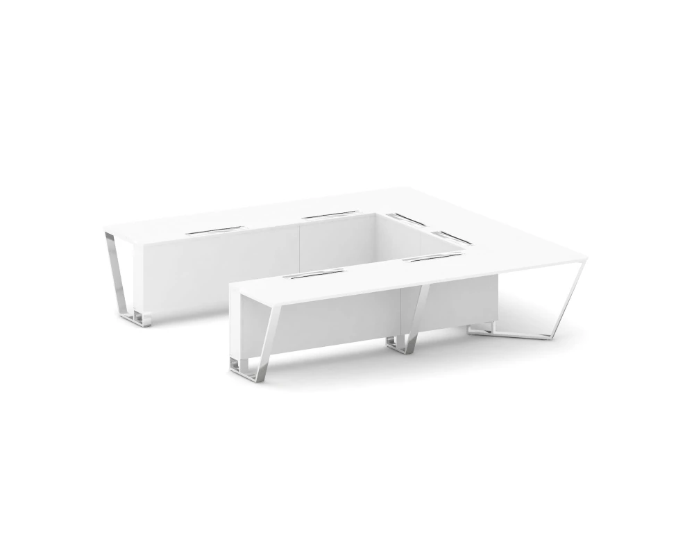 Стол переговорный П-образный Пластик Феникс/нерж. сталь 3200x3200x750 Стил Мит / Steel Meet