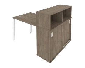 Стол письменный на П-образном м/к с опорным шкафом-купе 141x112x109,8 Метал Систем / Metal System images