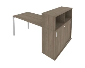 Стол письменный на П-образном м/к с опорным шкафом-купе 181x112x109,8 Метал Систем / Metal System images