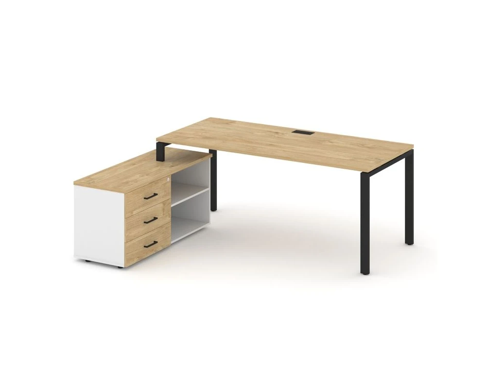 Стол письменный с греденцией левой на П-образном каркасе 2180x1480x750 Стайл Проджект Директ / Style Project Direct