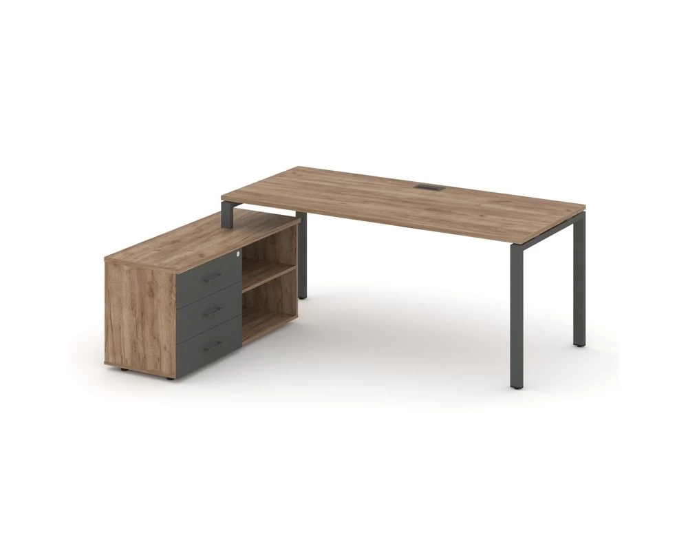 Стол письменный с греденцией левой на П-образном каркасе 2180x1580x750 Стайл Проджект Директ / Style Project Direct