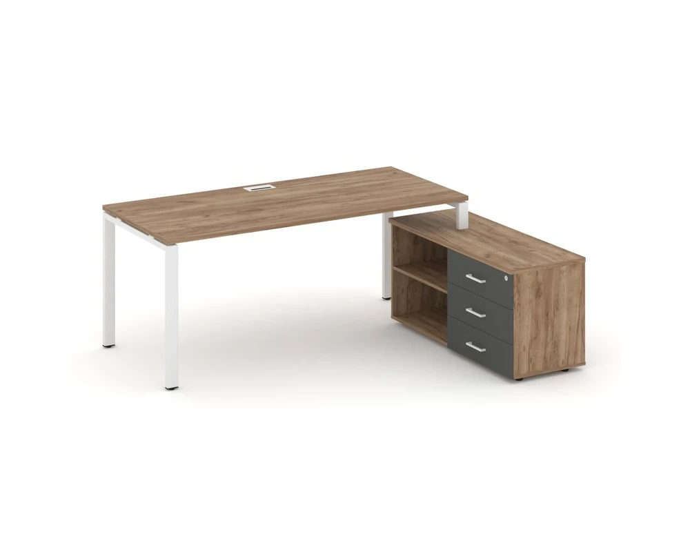 Стол письменный с греденцией правой на П-образном каркасе 1580x1480x750 Стайл Проджект Директ / Style Project Direct