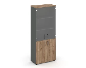 Шкаф высокий широкий комби прозр. стекло 796x400x1982 Стайл Проджект / Style Project images