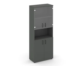 Шкаф высокий широкий комби с нишей прозр. стекло 796x400x1982 Стайл Проджект / Style Project images