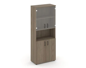 Шкаф высокий широкий комби с нишей прозр. стекло 796x400x1982 зад. стенка HDF Стайл Проджект / Style Project images