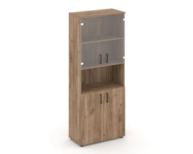 Шкаф высокий широкий комби с нишей прозр. стекло 796x400x1982 зад. стенка HDF Стайл Проджект / Style Project images
