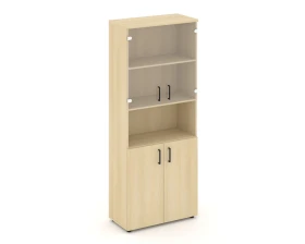 Шкаф высокий широкий комби с нишей прозр. стекло 796x400x1982 зад. стенка HDF Стайл Проджект / Style Project images