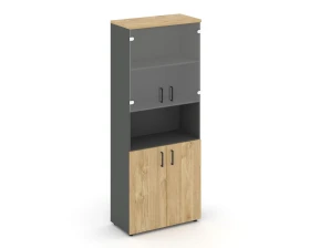 Шкаф высокий широкий комби с нишей прозр. стекло 796x400x1982 зад. стенка HDF Стайл Проджект / Style Project images
