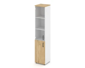 Шкаф высокий узкий комби прозр. стекло левый 400x400x1982 Стайл Проджект / Style Project images