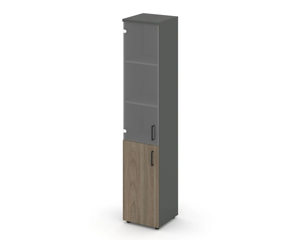 Шкаф высокий узкий комби прозр. стекло левый 400x400x1982 Стайл Проджект / Style Project