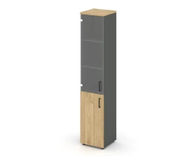 Шкаф высокий узкий комби прозр. стекло левый 400x400x1982 Стайл Проджект / Style Project images