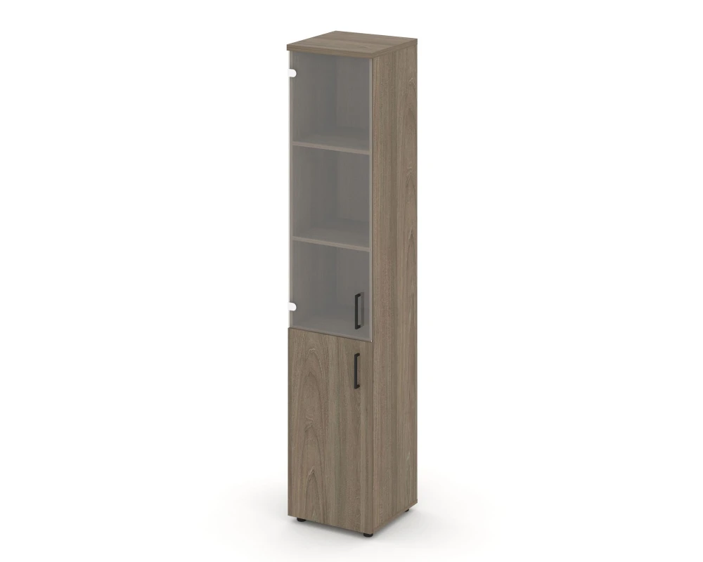 Шкаф высокий узкий комби прозр. стекло левый 400x400x1982 зад. стенка HDF Стайл Проджект / Style Project