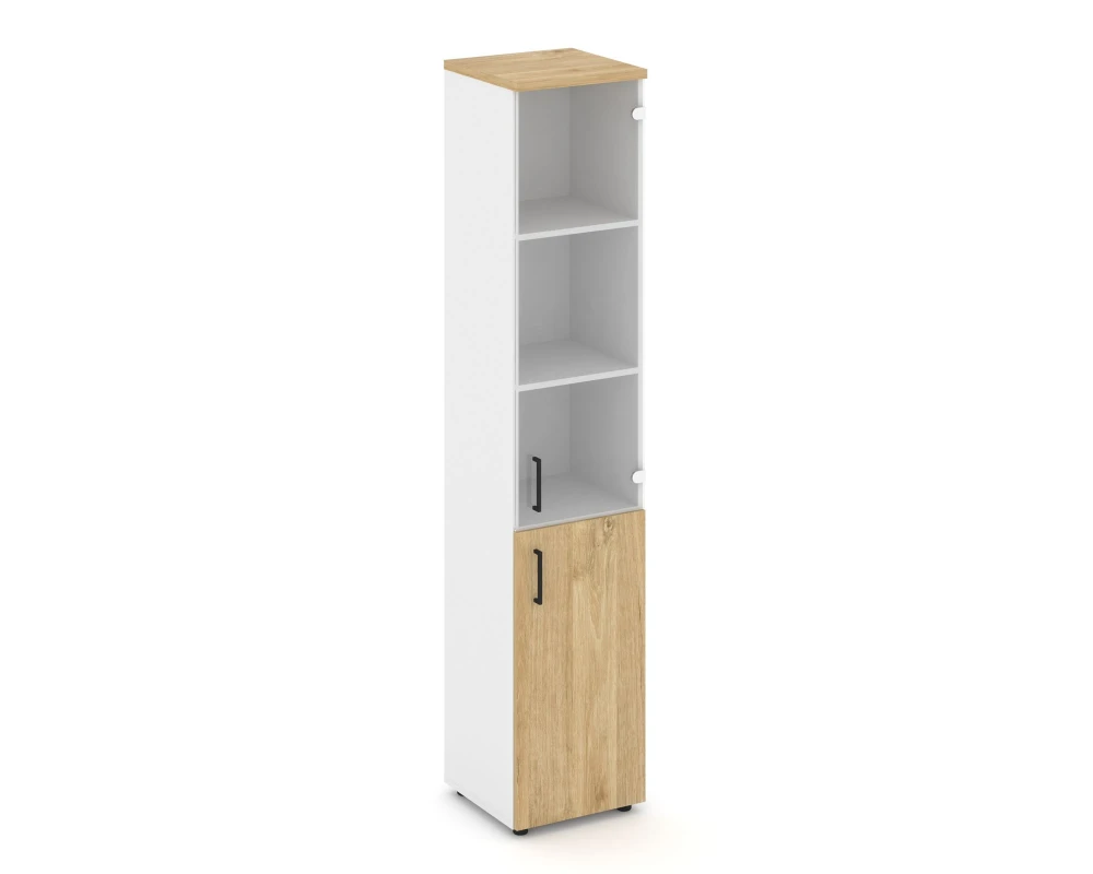 Шкаф высокий узкий комби прозр. стекло правый 400x400x1982 Стайл Проджект / Style Project