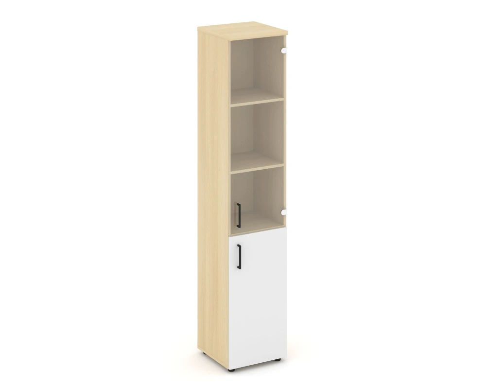 Шкаф высокий узкий комби прозр. стекло правый 400x400x1982 Стайл Проджект / Style Project