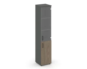 Шкаф высокий узкий комби прозр. стекло правый 400x400x1982 Стайл Проджект / Style Project images