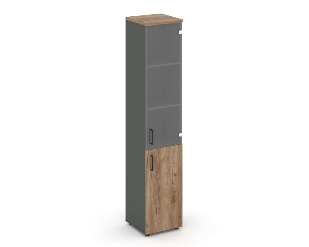Шкаф высокий узкий комби прозр. стекло правый 400x400x1982 Стайл Проджект / Style Project