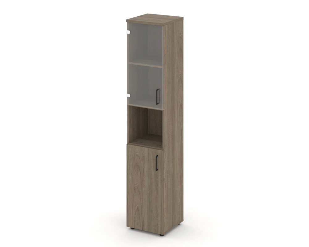 Шкаф высокий узкий с нишей прозр. стекло левый 400x400x1982 Стайл Проджект / Style Project