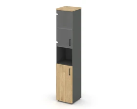 Шкаф высокий узкий с нишей прозр. стекло левый 400x400x1982 Стайл Проджект / Style Project images