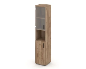 Шкаф высокий узкий с нишей прозр. стекло левый 400x400x1982 зад. стенка HDF Стайл Проджект / Style Project images