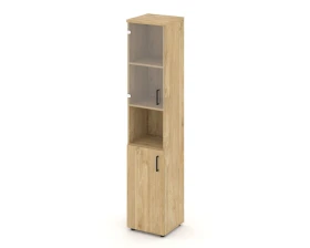 Шкаф высокий узкий с нишей прозр. стекло левый 400x400x1982 зад. стенка HDF Стайл Проджект / Style Project images