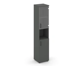 Шкаф высокий узкий с нишей прозр. стекло правый 400x400x1982 Стайл Проджект / Style Project images