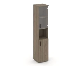 Шкаф высокий узкий с нишей прозр. стекло правый 400x400x1982 зад. стенка HDF Стайл Проджект / Style Project images