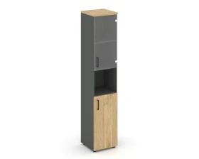 Шкаф высокий узкий с нишей прозр. стекло правый 400x400x1982 зад. стенка HDF Стайл Проджект / Style Project images