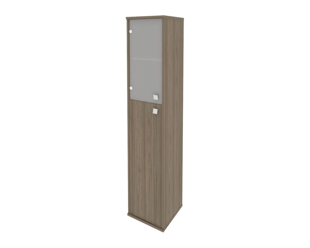 Шкаф высокий узкий 1 средняя дверь ЛДСП 1 низкая дверь стекло левый 412x410x1980 Стайл Систем / Style System