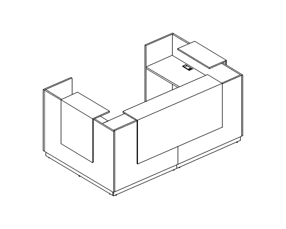 Стойка ресепшн П-образная (полки высокие) 245x155x115 A4