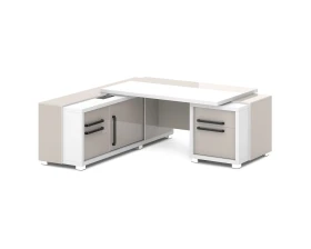 Стол с тумбой и греденцией (беспроводная зарядка, 2xUSB, розетка) 2070х2016х750 Грейс / Grace images