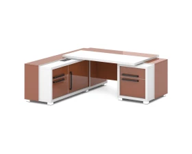 Стол с тумбой и греденцией (беспроводная зарядка, 2xUSB, розетка) 2070х2016х750 Грейс / Grace images