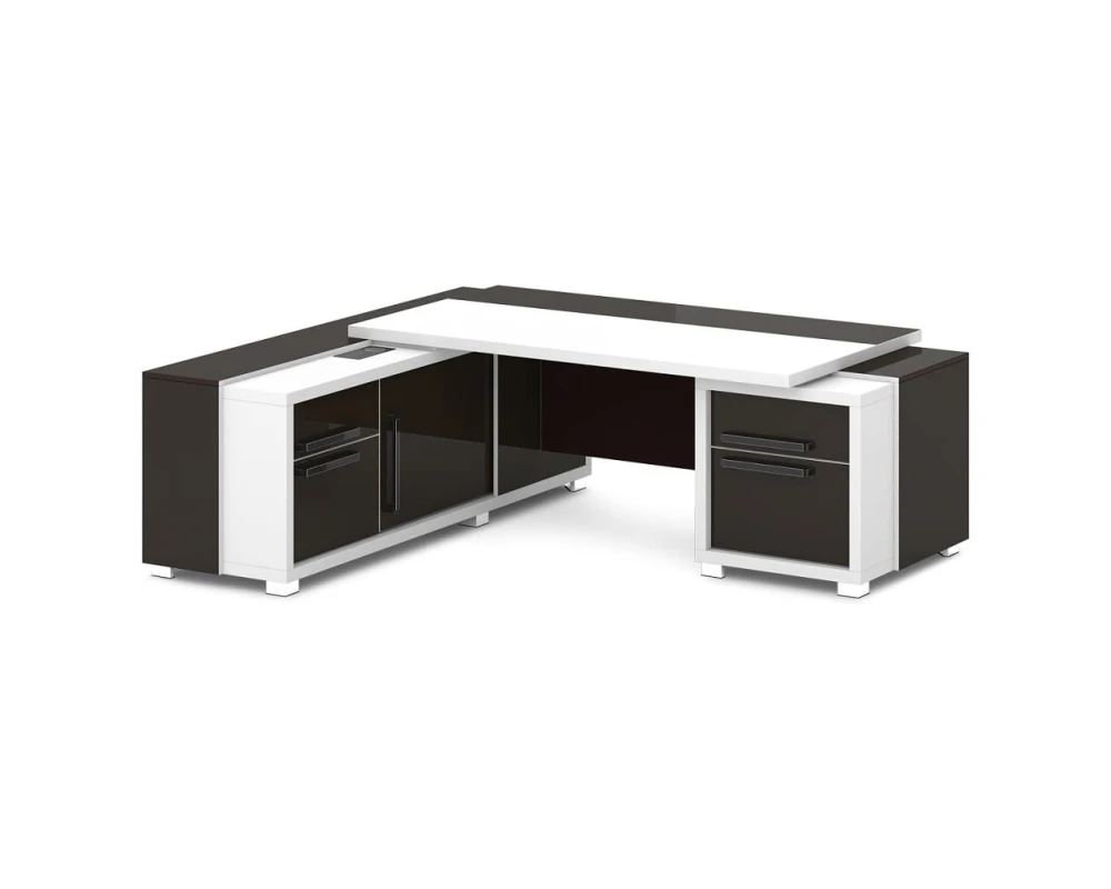 Стол с тумбой и греденцией (беспроводная зарядка, 2xUSB, розетка) 2270х2016х750 Грейс / Grace