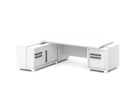 Стол с тумбой и греденцией (беспроводная зарядка, 2xUSB, розетка) 2470х2016х750 Грейс / Grace images